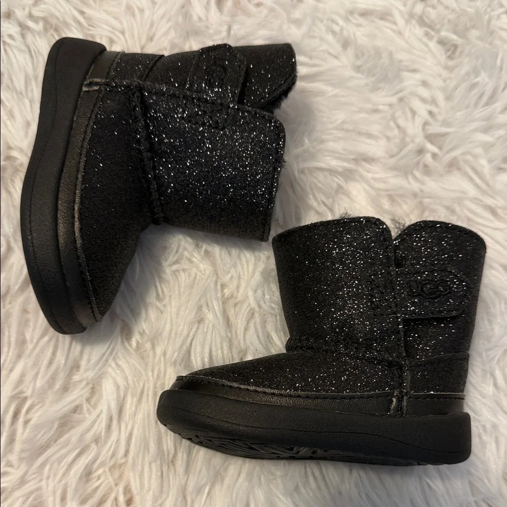 UGG Keelan Black Glitter Winter Boots Baby Girl Size 2/3
